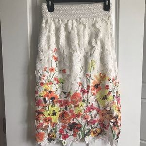 White floral lace skirt
